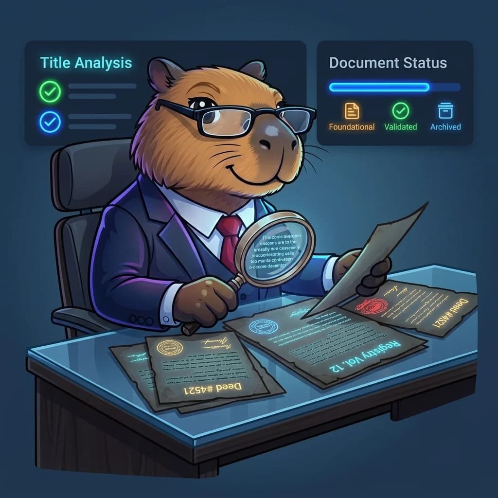 Smarty analizando minuciosamente escrituras antiguas y certificados registrales