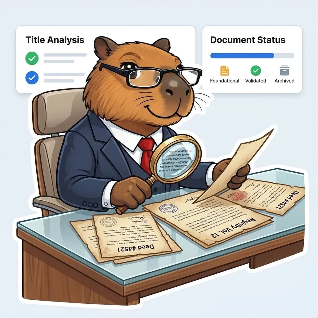 Smarty analizando minuciosamente escrituras antiguas y certificados registrales
